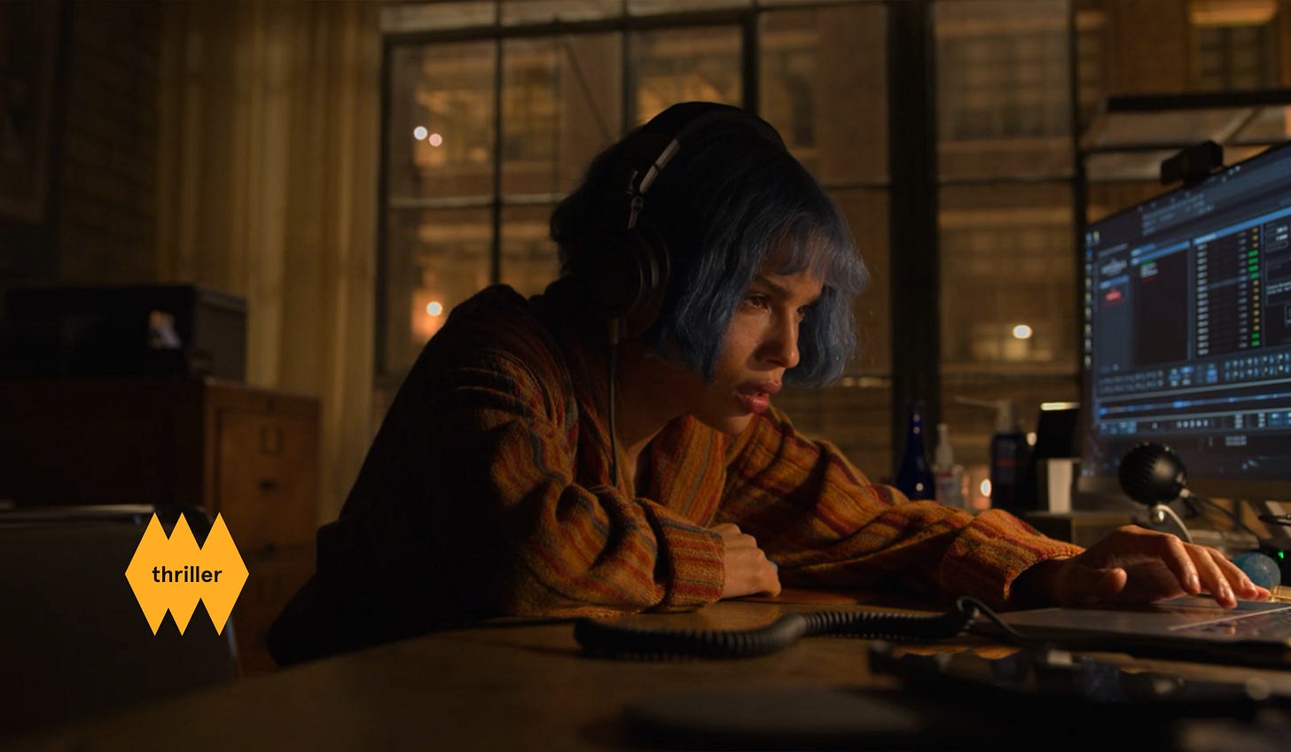 Zoë Kravitz as Angela in a scene in "Kimi"