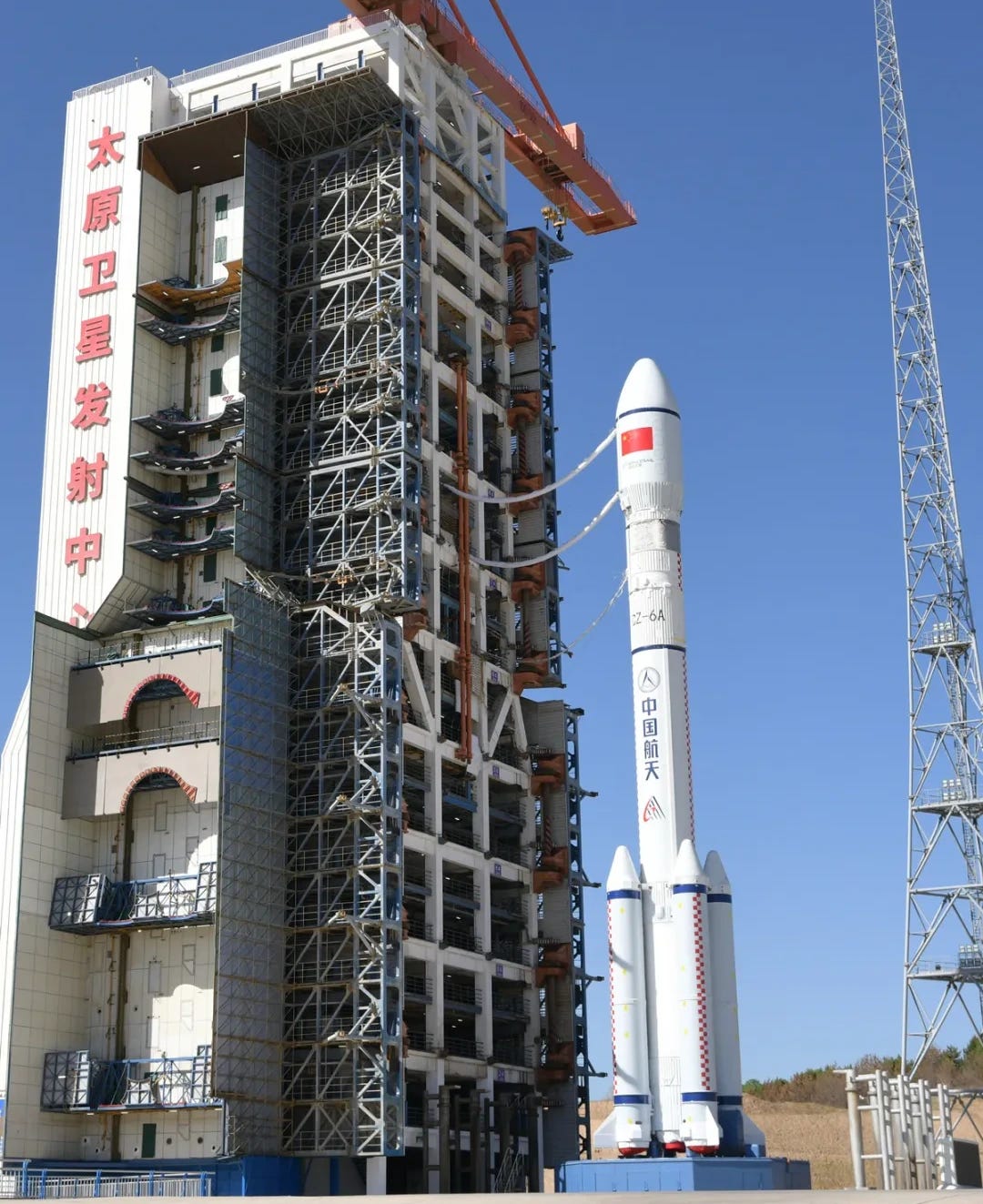 The Long March 6A Y25 vehicle stood at Launch Complex 9A ahead of its launch mission.