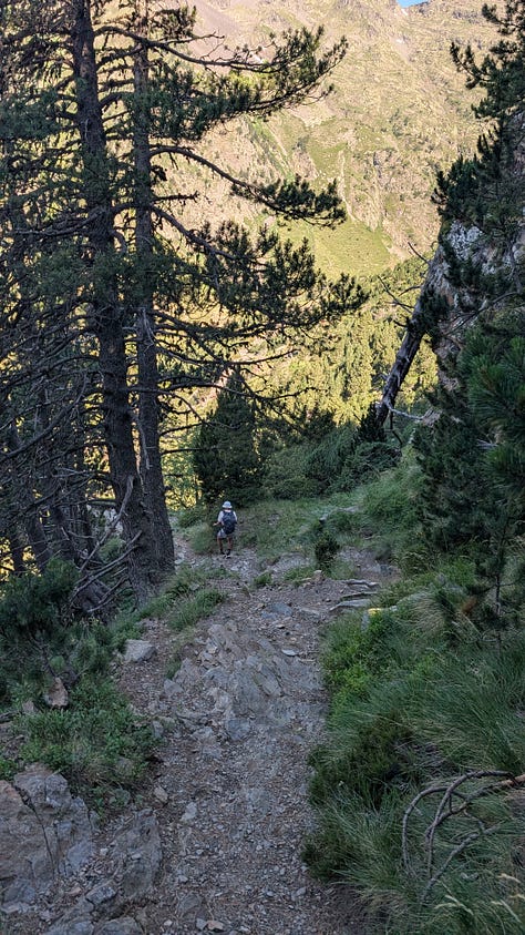 Descending and to the next climb