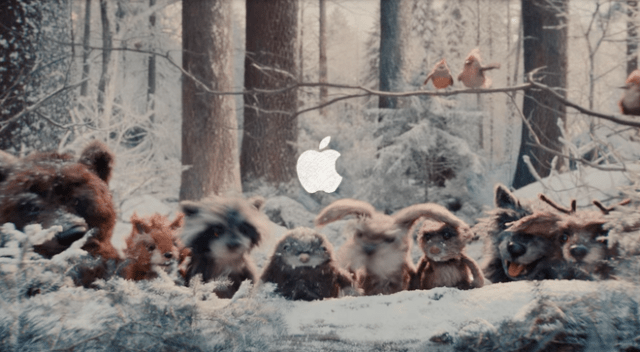 Still from Apple's 2025 holiday ad, "Critter Carol" Still from Apple's 2025 holiday ad, "Critter Carol"