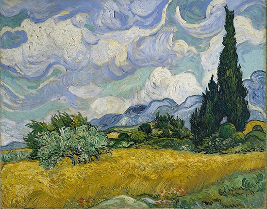 Wheat Field with Cypresses, 1889, Vincent van Gogh Wheat Field with Cypresses, 1889, Vincent van Gogh