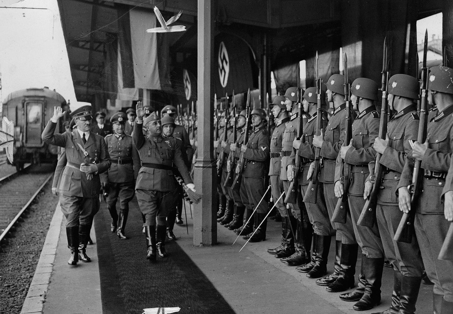 Francisco Franco and Adolf Hitler at their meeting in Hendaye, 1940