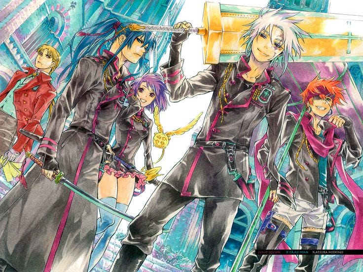This may contain: an image of some anime characters with swords