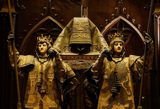A view of the mausoleum of Christopher Columbus in the cathedral of Seville, Spain October 11, 2024. REUTERS/Marcelo del Pozo