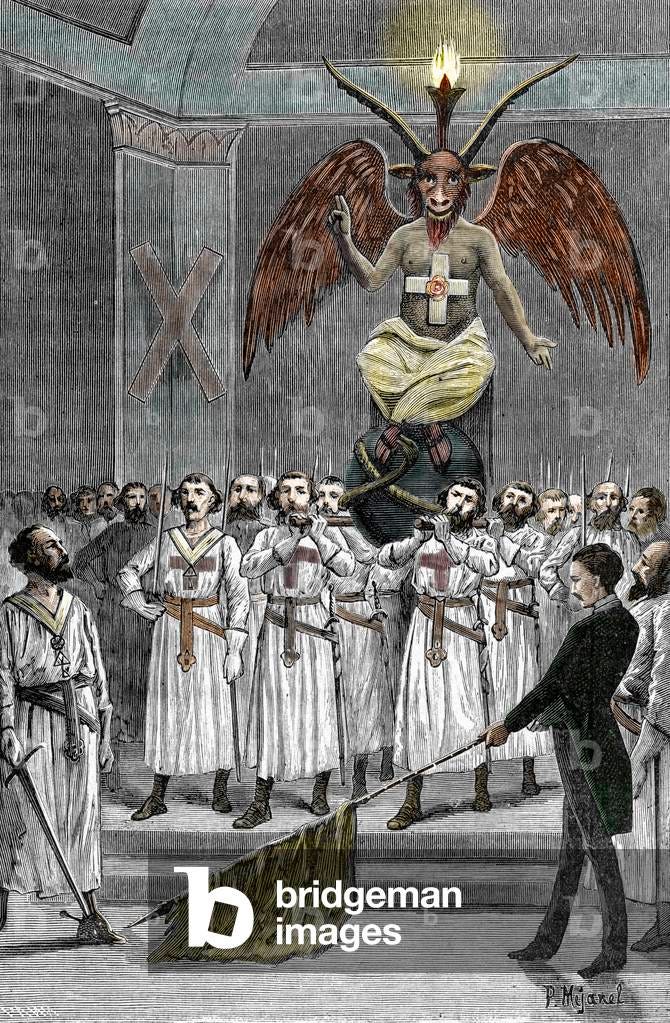 Image of Representation of freemasons dressed as templar knights ...
