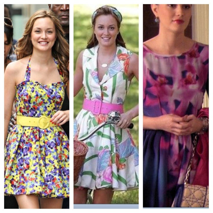 Leighten Meester as Blair Waldorf in the tv series Gossip Girl rocks tons of cute floral dresses!