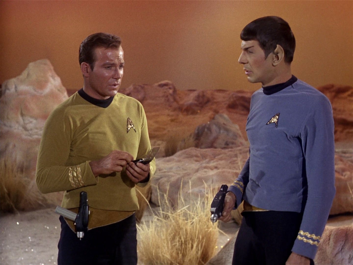Kirk and Spock on the surface of M-113