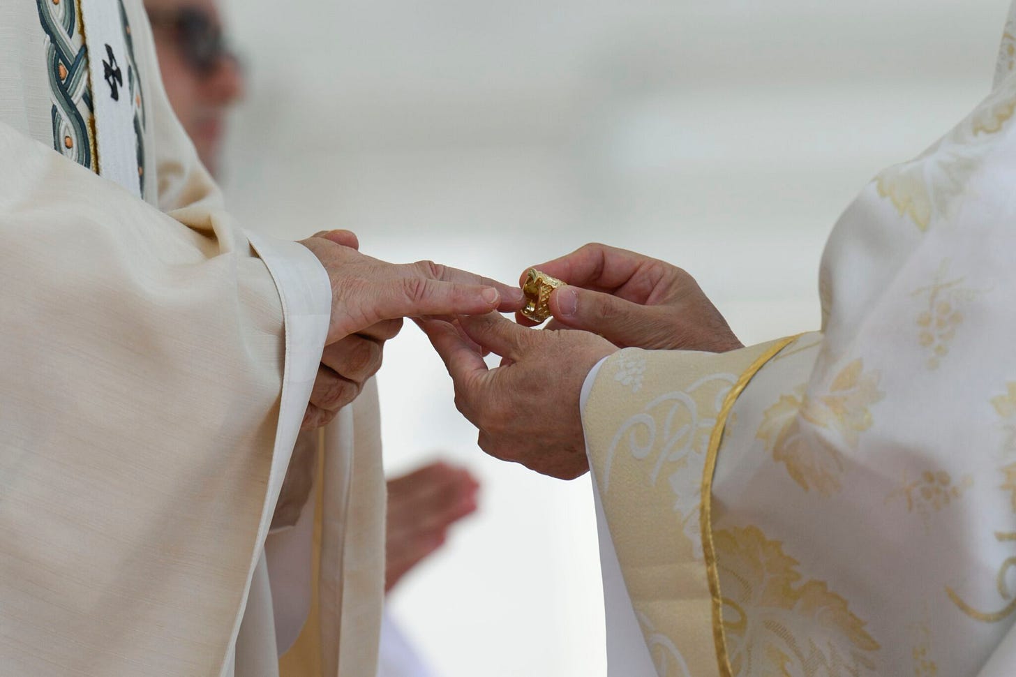 Pope Leo XIV receives the Fisherman’s Ring from Cardinal Luis Antonio Tagle Pope Leo XIV receives the Fisherman’s Ring from Cardinal Luis Antonio Tagle