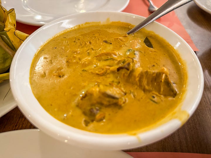 L-R: Alleppey chicken curry and hot new payasam with ice cream--get the ice cream.