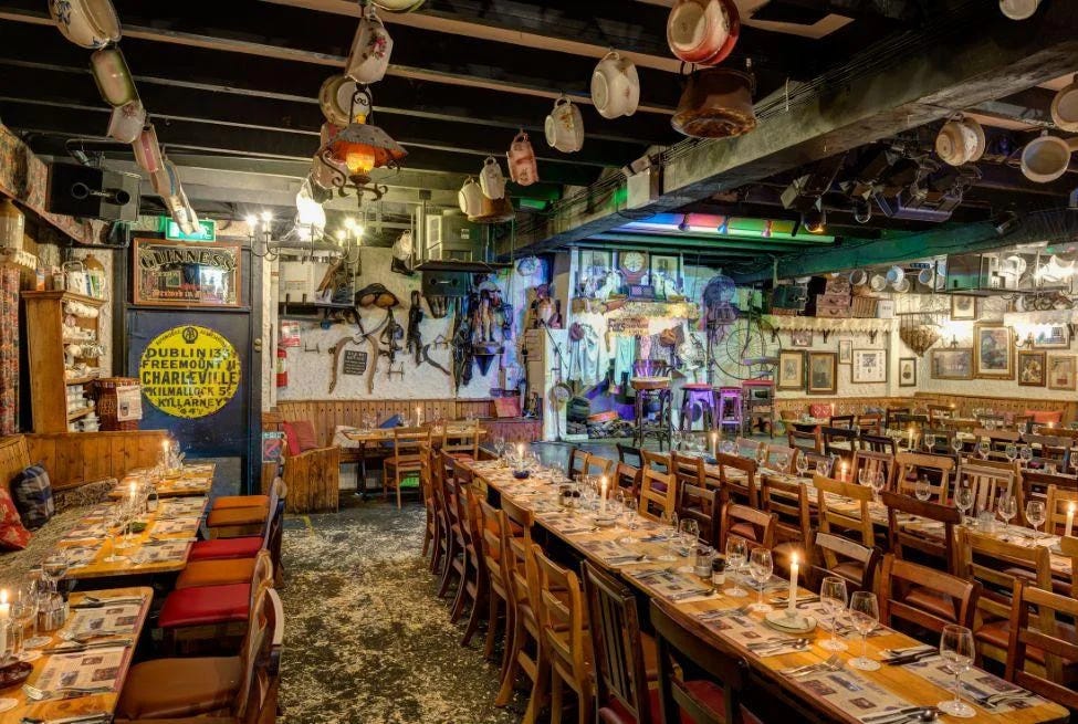 Inside Johnnie Fox's pub.