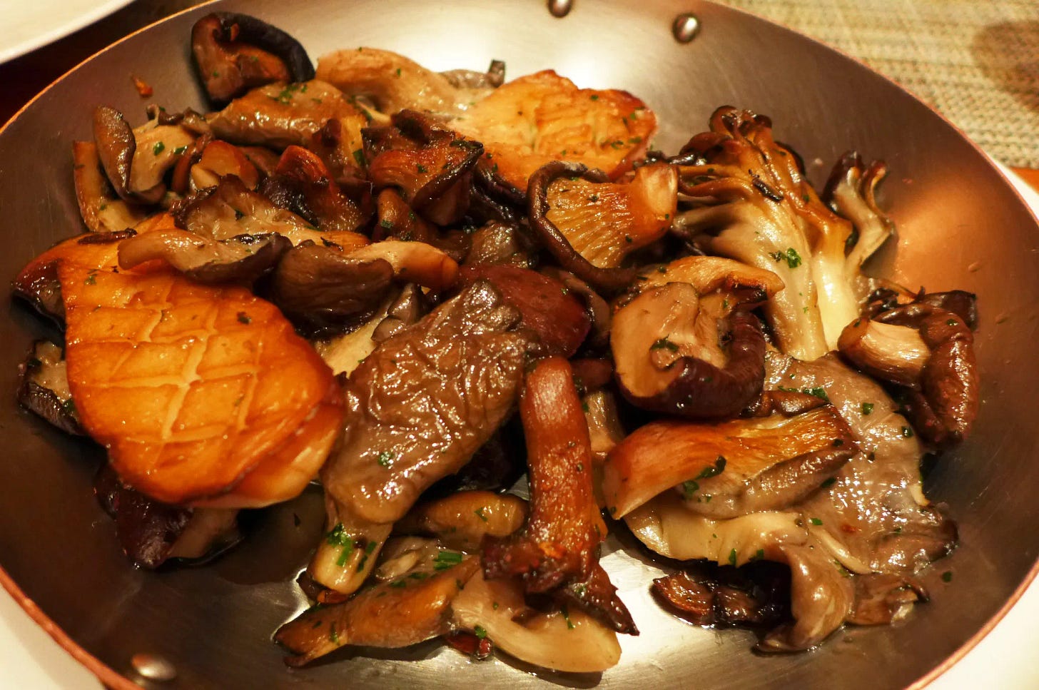 Cooked mushrooms.