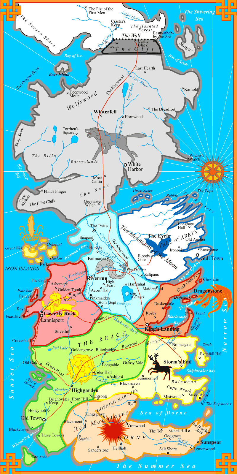 Mapa wpływów poszczególnych rodów
