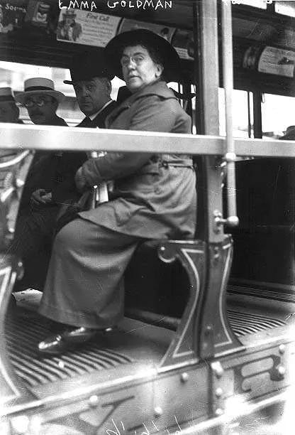 Emma Goldman on a streetcar in 1917 Emma Goldman on a streetcar in 1917