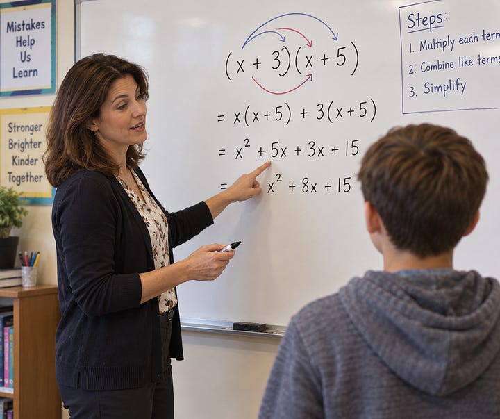 Images of teachers at work in science, math, reading, and food preparation