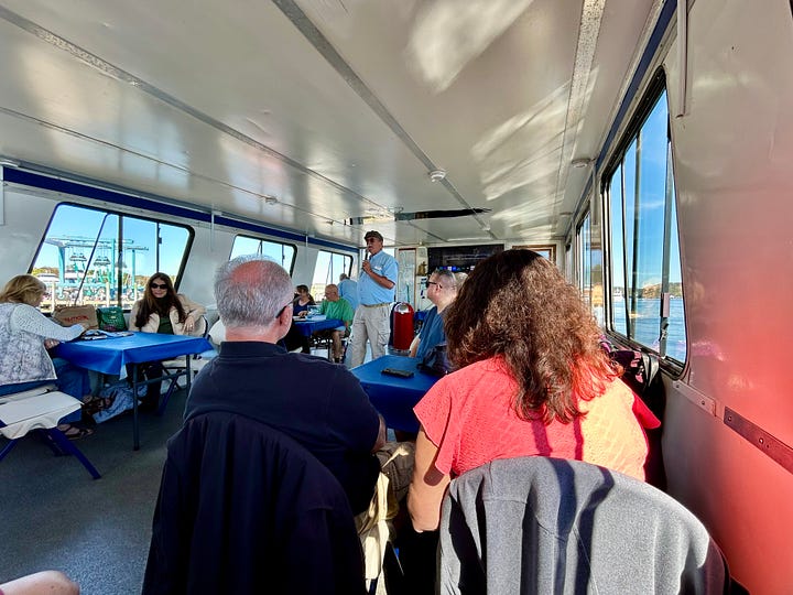 boat, cruise, passengers, crew, water, sky