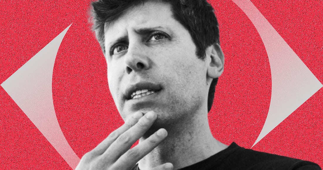 Sam Altman, CEO of OpenAI / Shelby Tauber/Reuters / The Signal Newsletter Graphic
