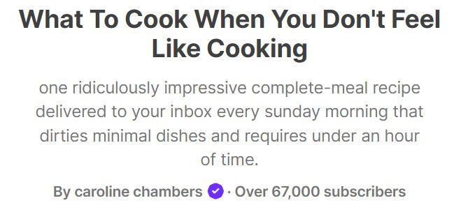 One sentence summary from What To Cook When You Don't Feel Like Cooking.