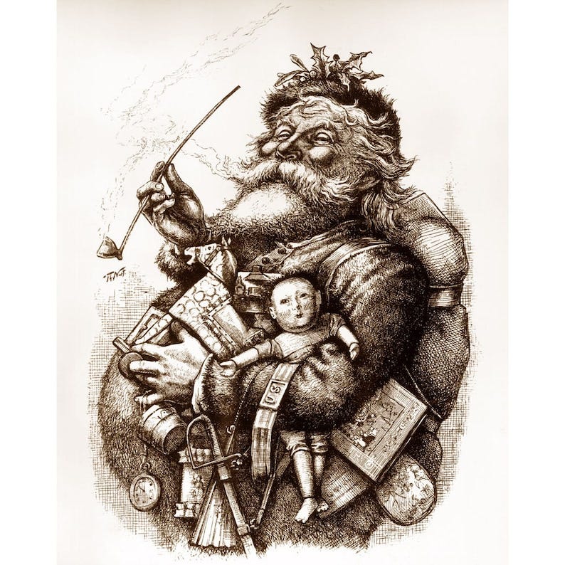 Santa Claus Vintage Illustration From 1881 by Thomas Nast - Etsy Canada