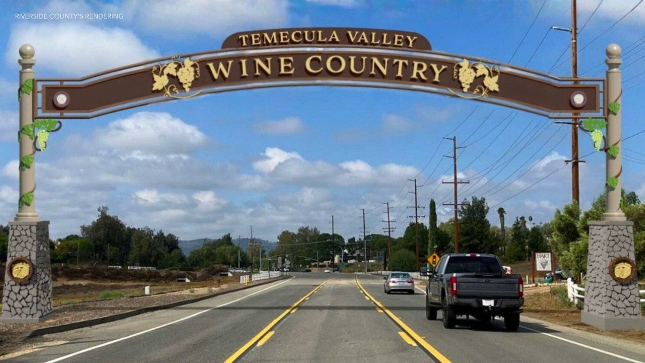 A rendering of the new Wine Country sign in Temecula