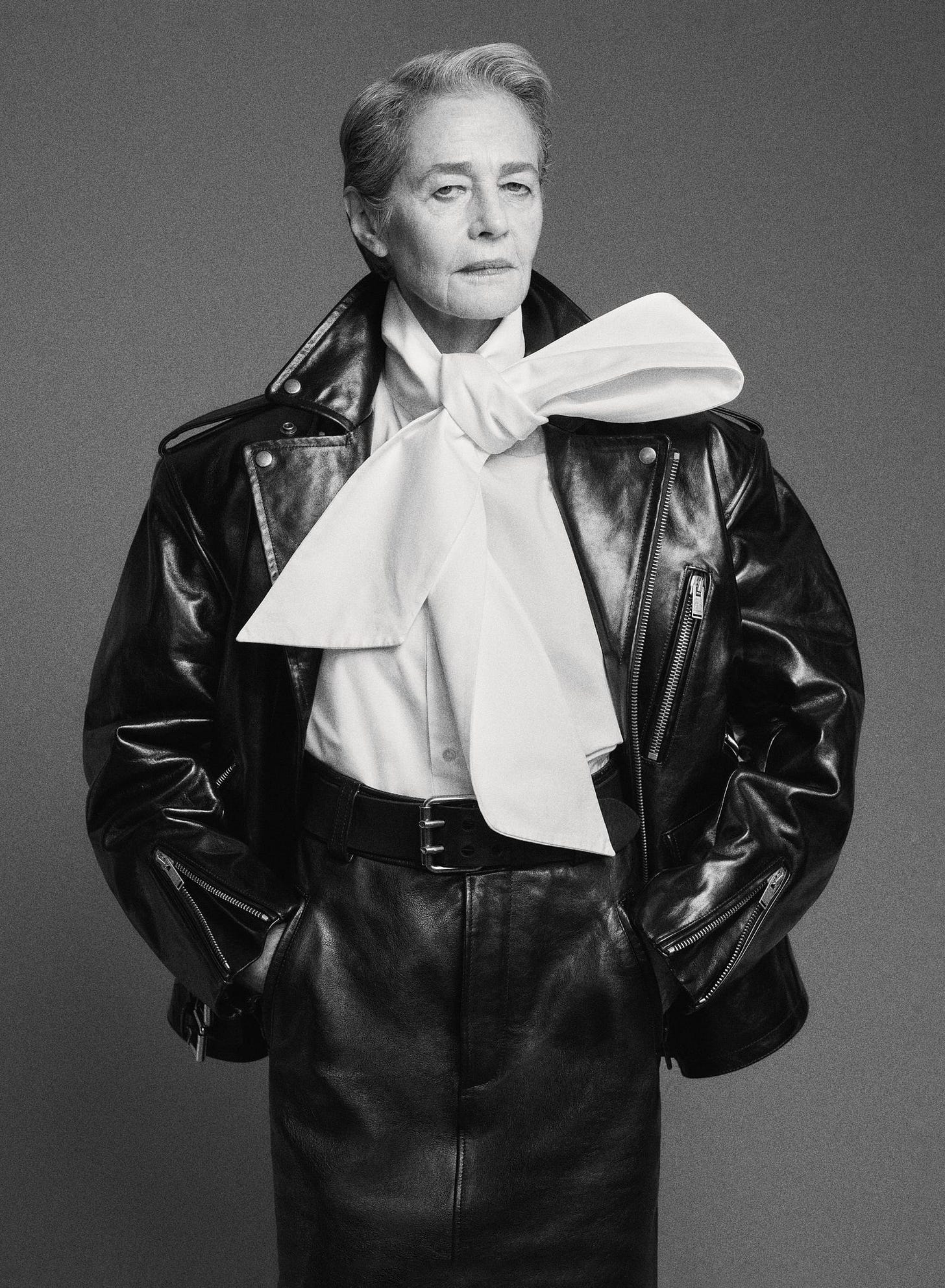 Image may contain Charlotte Rampling Clothing Coat Jacket Adult Person Face and Head