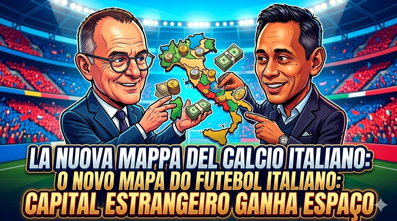 La nuova mappa del calcio italiano: il capitale straniero conquista spazio nei club - O novo mapa do futebol italiano: capital estrangeiro ganha espaço nos clubes La nuova mappa del calcio italiano: il capitale straniero conquista spazio nei club - O novo mapa do futebol italiano: capital estrangeiro ganha espaço nos clubes