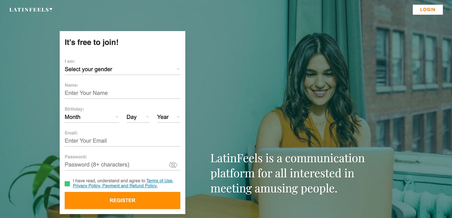 LatinFeels website. LatinFeels website.