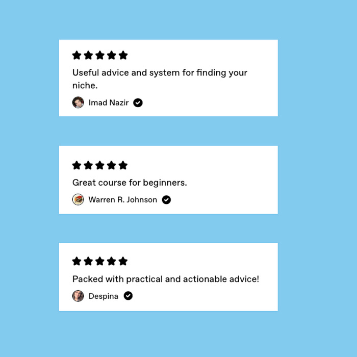 3 testimonials from customers reviews