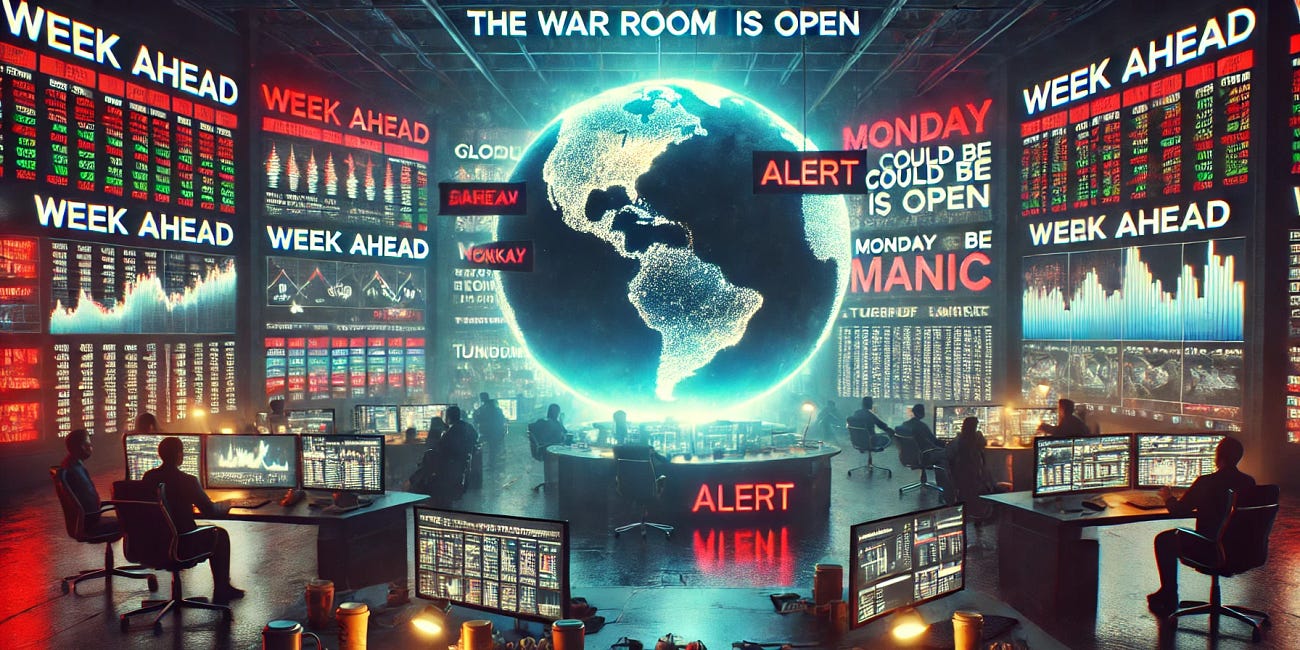 Week Ahead: The War Room Is Open – And Monday Could Be Manic