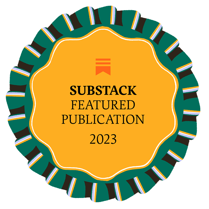 Badges showing The Metropolitan as been a Substack featured publication in 2022 & 2023