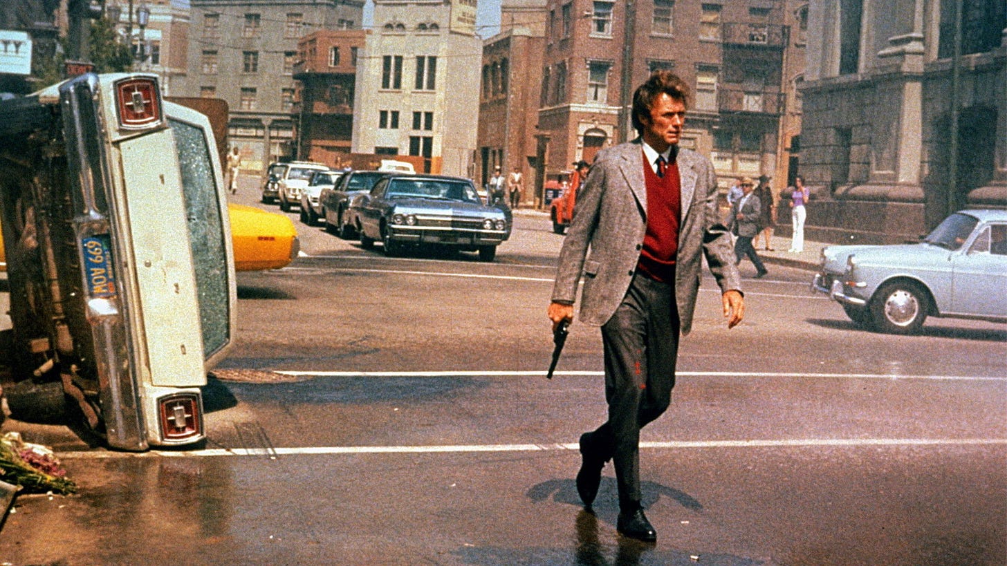 Dirty Harry | Still features Clint Eastwood as Harry walking through the streets of San Francisco.