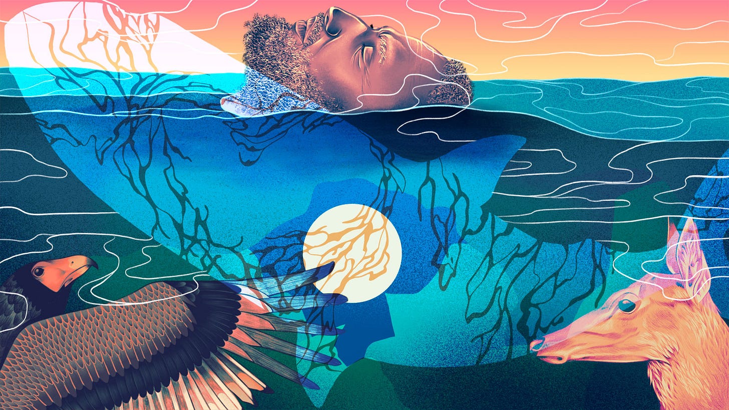 Illustration of spirits communing Illustration of spirits communing