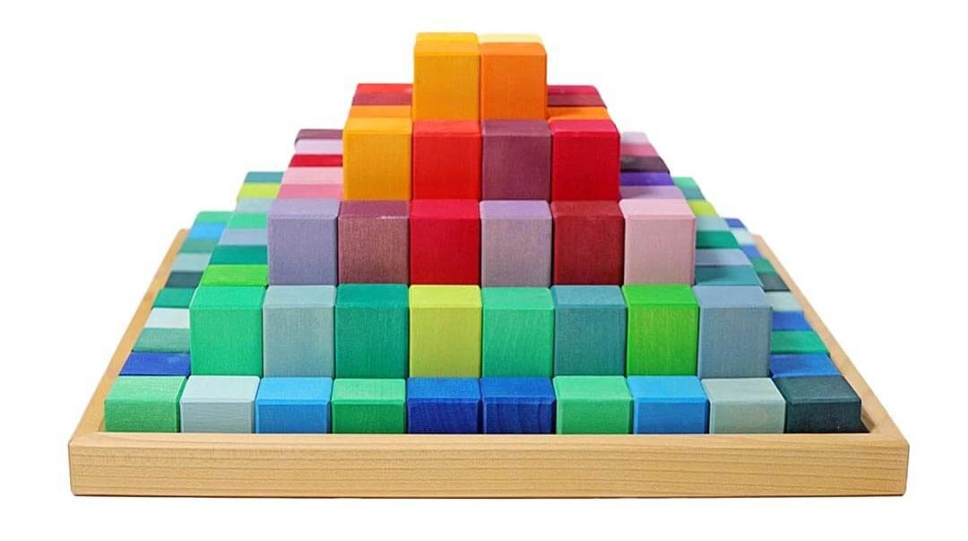 Grimm's Spiel & Holz, Large Stepped Pyramid Wooden Blocks Set