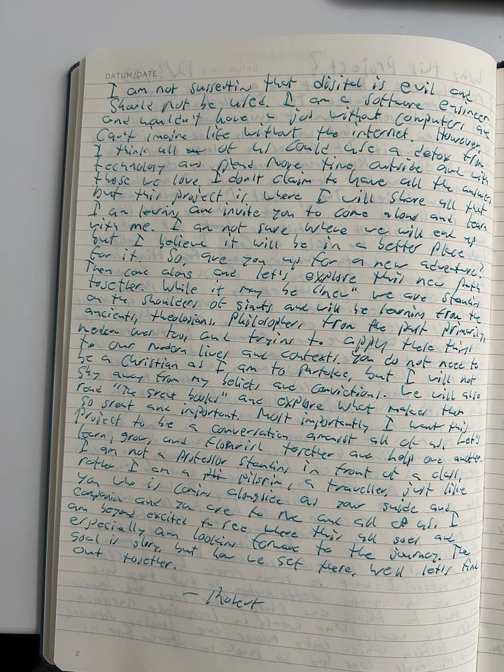 My notebook with my handwritten first draft of this post
