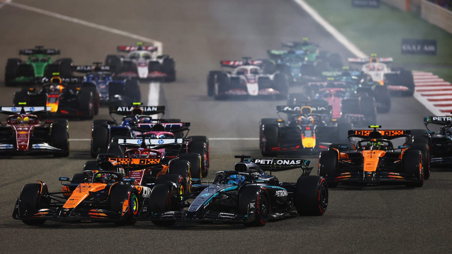 BAHRAIN, BAHRAIN - APRIL 13: Oscar Piastri of Australia driving the (81) McLaren MCL39 Mercedes and