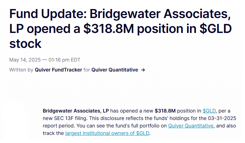 Barchart on X: "WOAH WOAH WOAH.. Ray Dalio's Bridgewater Associates opened  up a $319 million position in Gold $GLD according to a new 13F filing 🚨🚨  https://t.co/KZ5X08vQop" / X