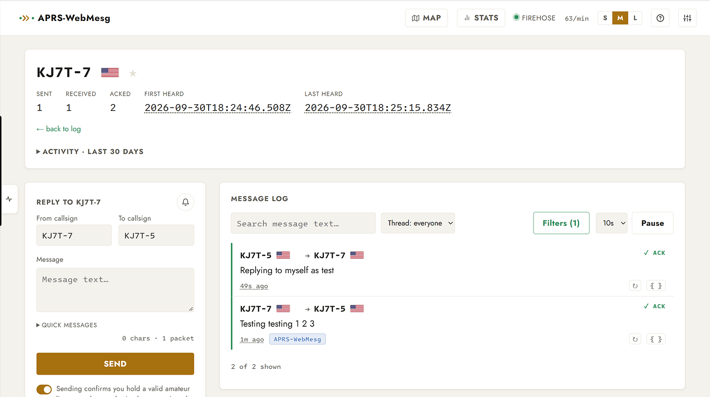 APRS-WebMesg interface APRS-WebMesg interface
