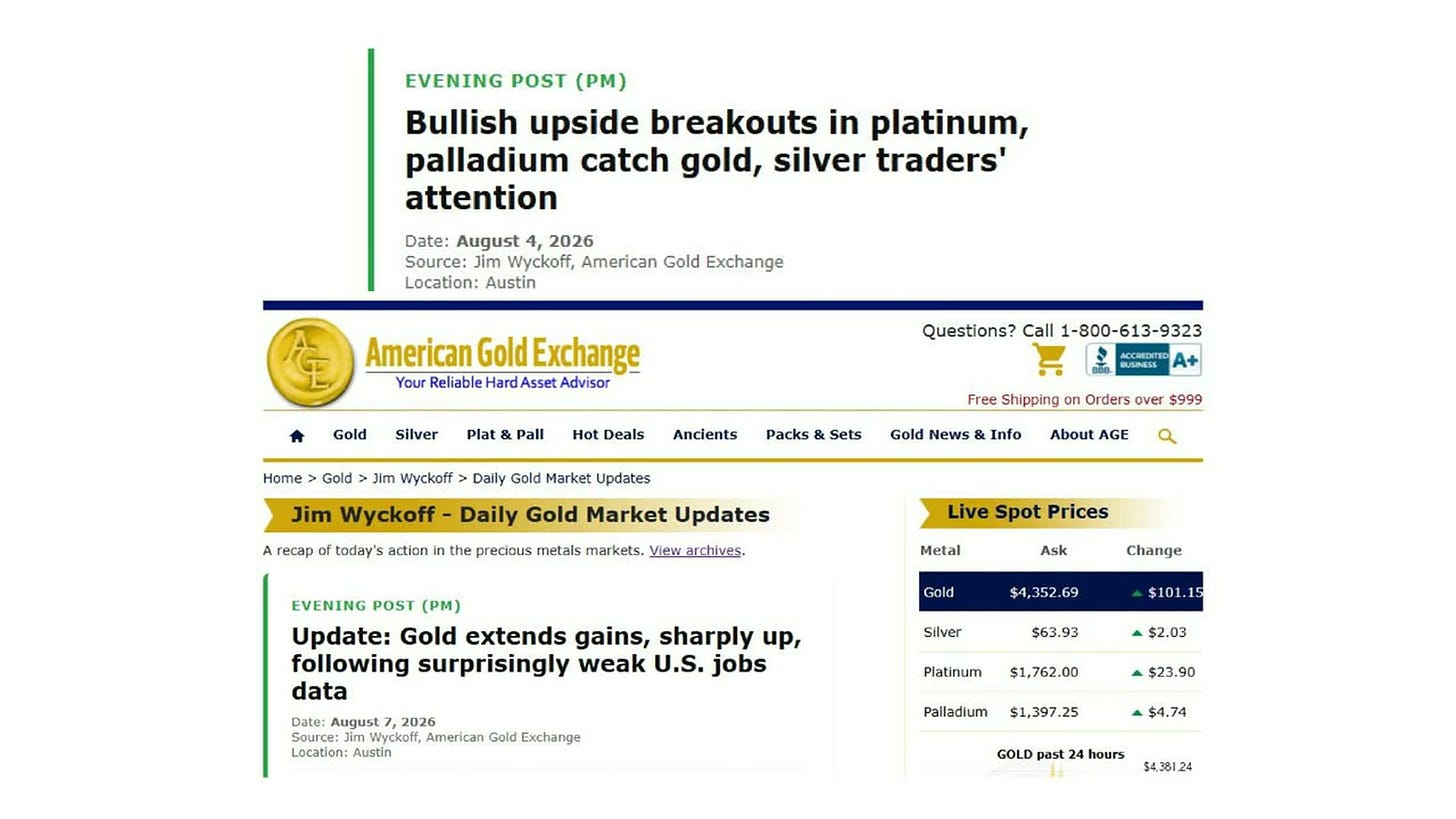 American Gold Exchange website showing live gold price at $4,352.69 per ounce American Gold Exchange website showing live gold price at $4,352.69 per ounce