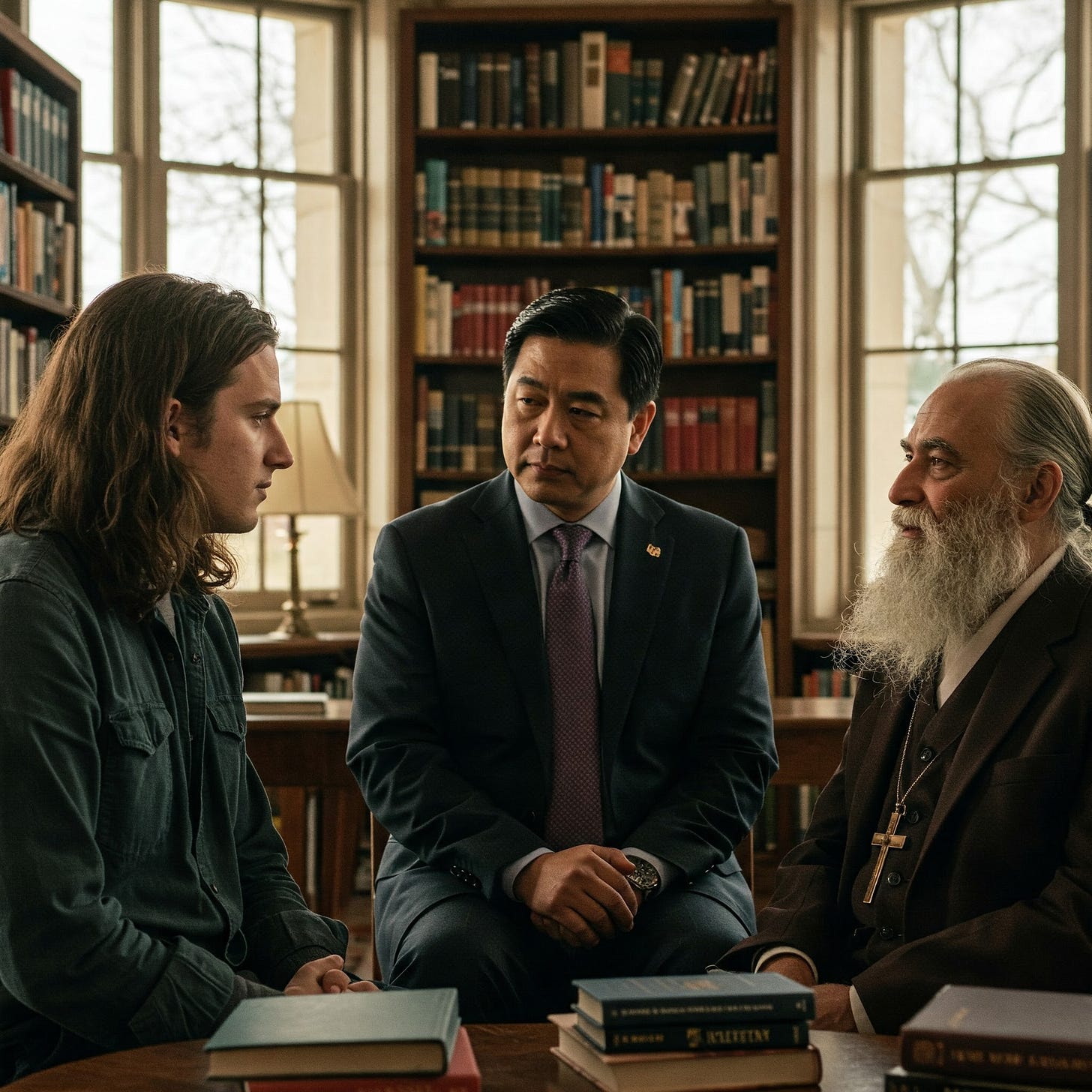 decorative image of a poet a politician and a priest - AI generated