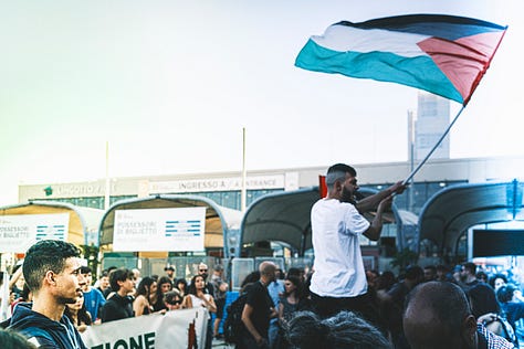 Demonstrating against the Gaza war at Italy's biggest book fair.