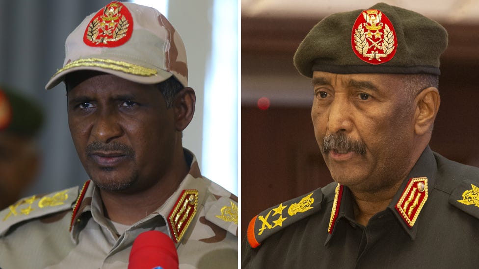 Sudan crisis: Burhan and Hemedti - the two generals at the heart of the  conflict