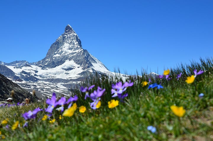 Pastures near the Matterhorn in Switzerland