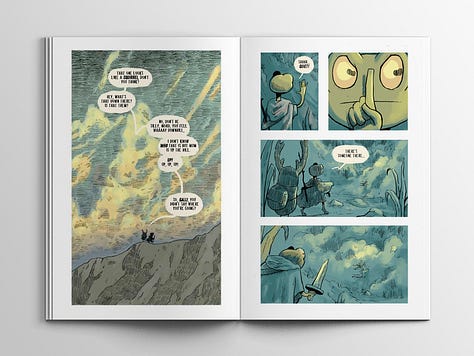A selection of images of Joe Latham's new comic, The Eternal Mountain