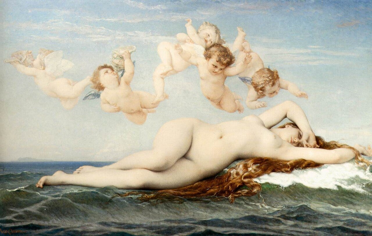 Languid Venus on the waves with cupids, Cabanel Languid Venus on the waves with cupids, Cabanel