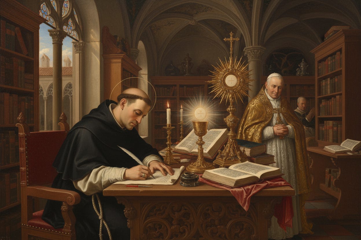 Appointed by Pope Urban IV in 1264, Saint Thomas Aquinas was entrusted not only with crafting the liturgical texts for this new solemnity, but also with articulating the theological depths that would set Corpus Christi apart as a testament to Christ’s living presence among us.