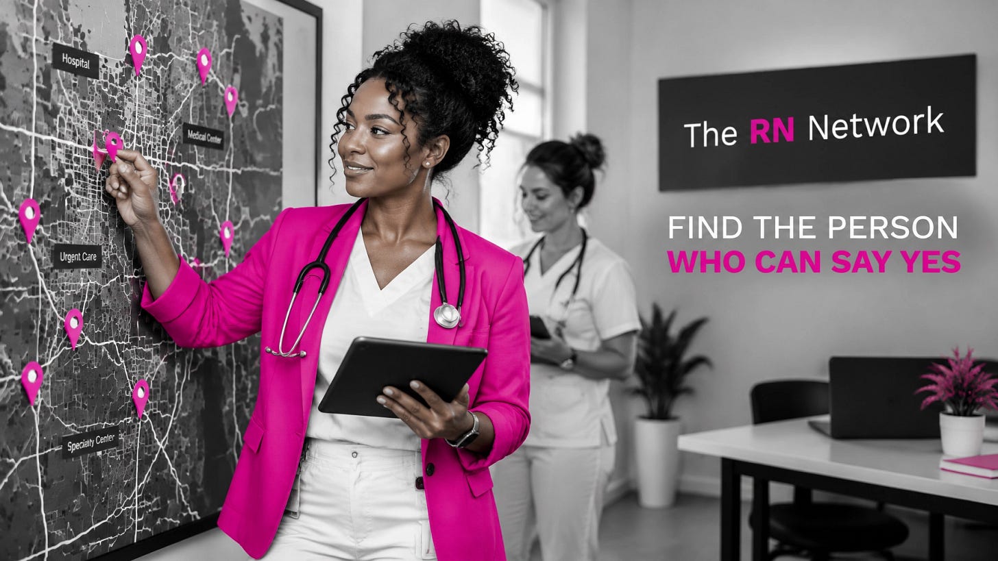 A nurse entrepreneur building a local healthcare facility pipeline with a tablet and facility map A nurse entrepreneur building a local healthcare facility pipeline with a tablet and facility map