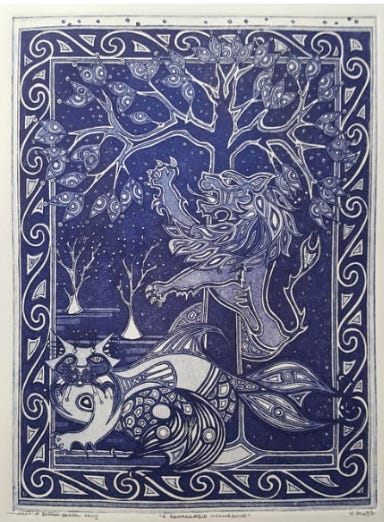 A blue and white picture of a cat and a wolf

AI-generated content may be incorrect.