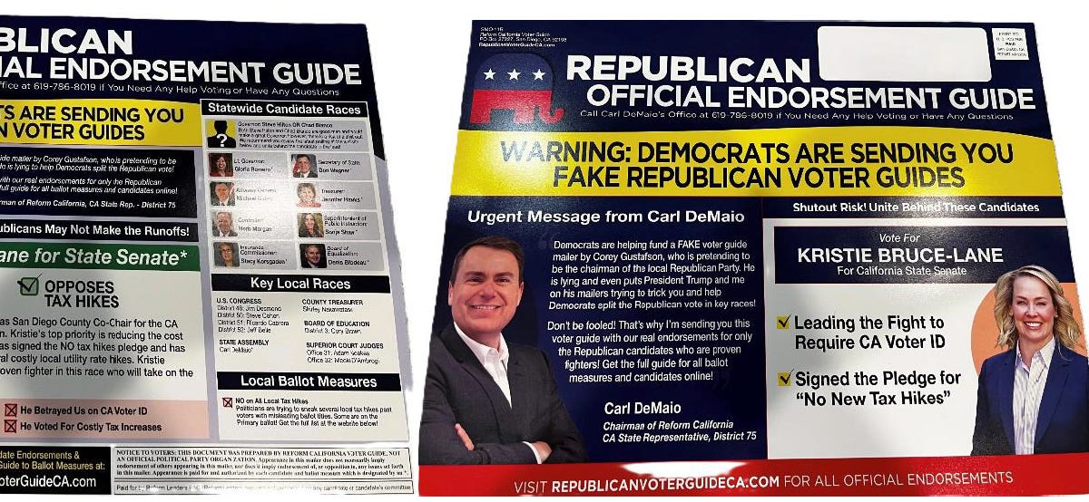 GOP clashes over DeMaio tactics, voter guide