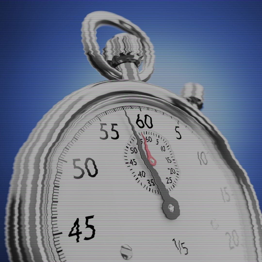 A stopwatch with only a few seconds left. 