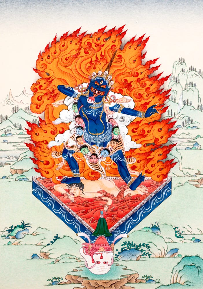 Blue Ekajati (Art Print) - Enlightenment - Dakini As Art https://dakiniasart.org/shop/blue-ekajati-thangka-enlightenment/