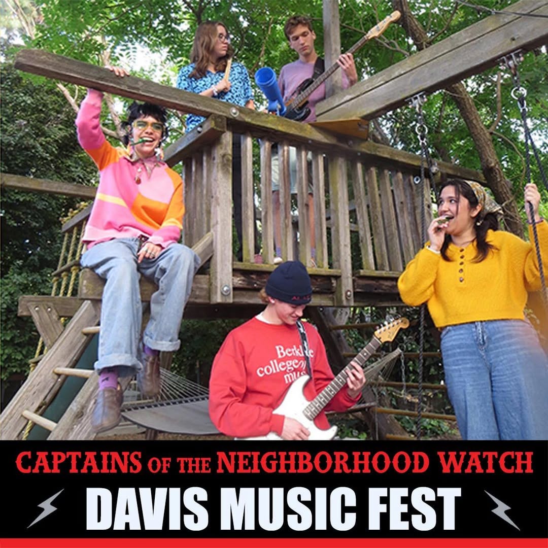 May be an image of 5 people and text that says 'coleraa กานแ Betklte (បព መጵ collegen muc CAPTAINS OF THE NEIGHBORHOOD WATCH DAVIS MUSIC FEST'